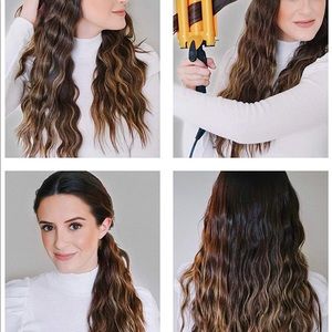 ❌SOLD❌ Gold hot curling iron three barrel waver